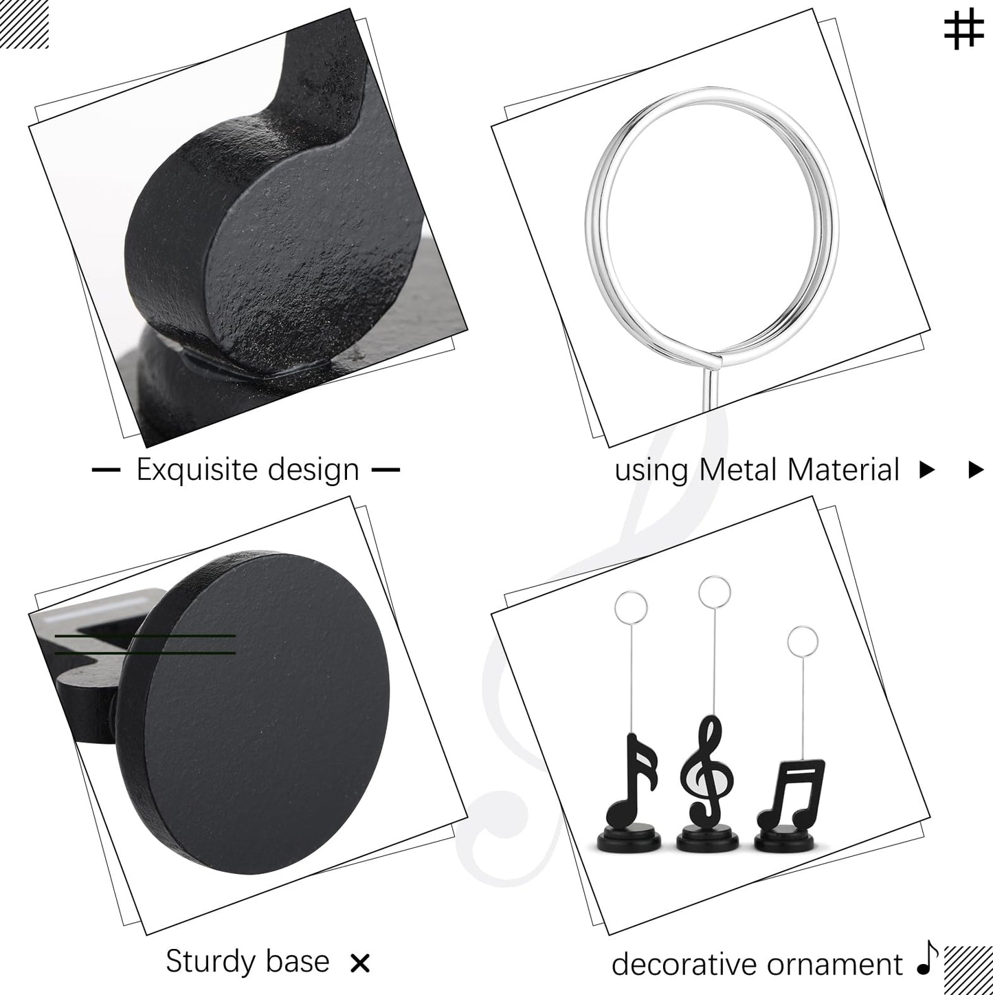 Wenqik 6 Pieces Musical Note Photo Balloon Holder Table Number Place Card Holders Photo Clips Stand Music Note Decoration for Home Picture Themed Party Birthday Wedding Gifts Arts, 3 Styles