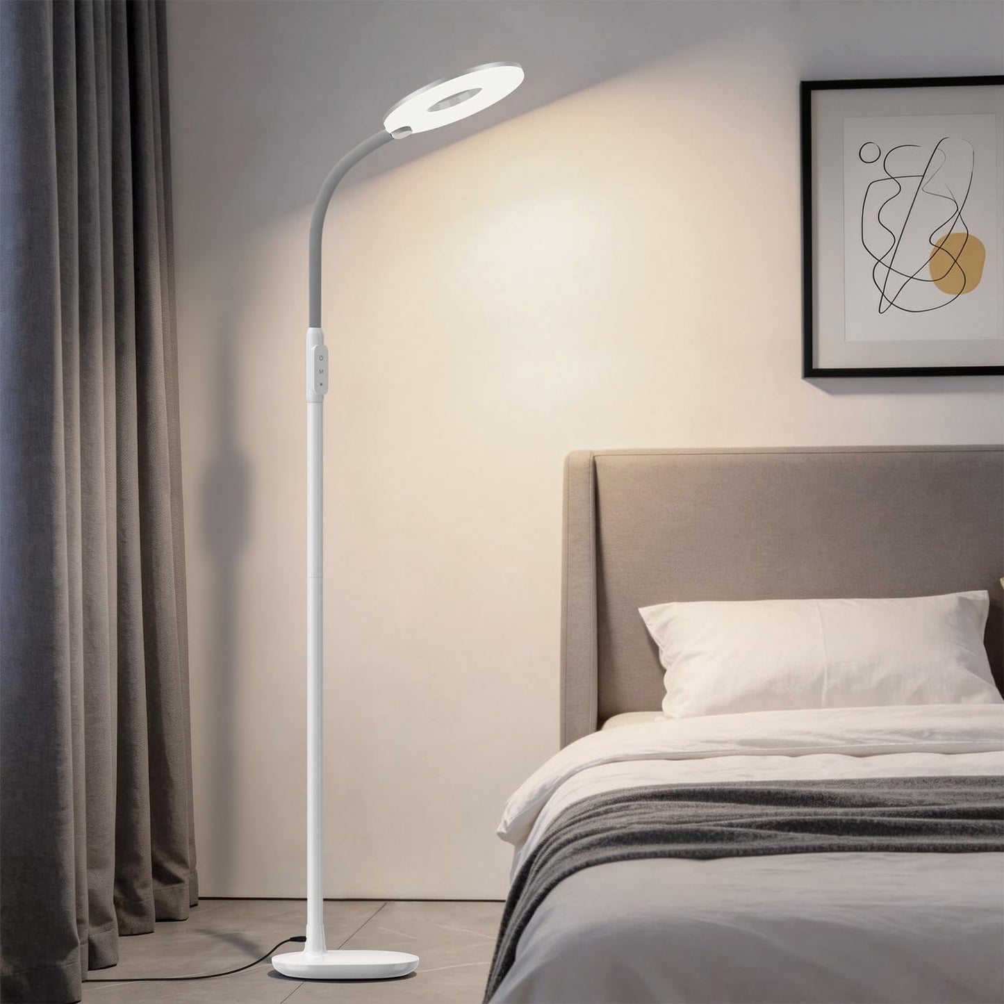 GyroVu 70" Bright LED Floor Lamp for Living Room, Dimmable Standing Tall Lamps with Color Temperature Adjustable, Touch Control Gooseneck Reading Light for Bedroom Office