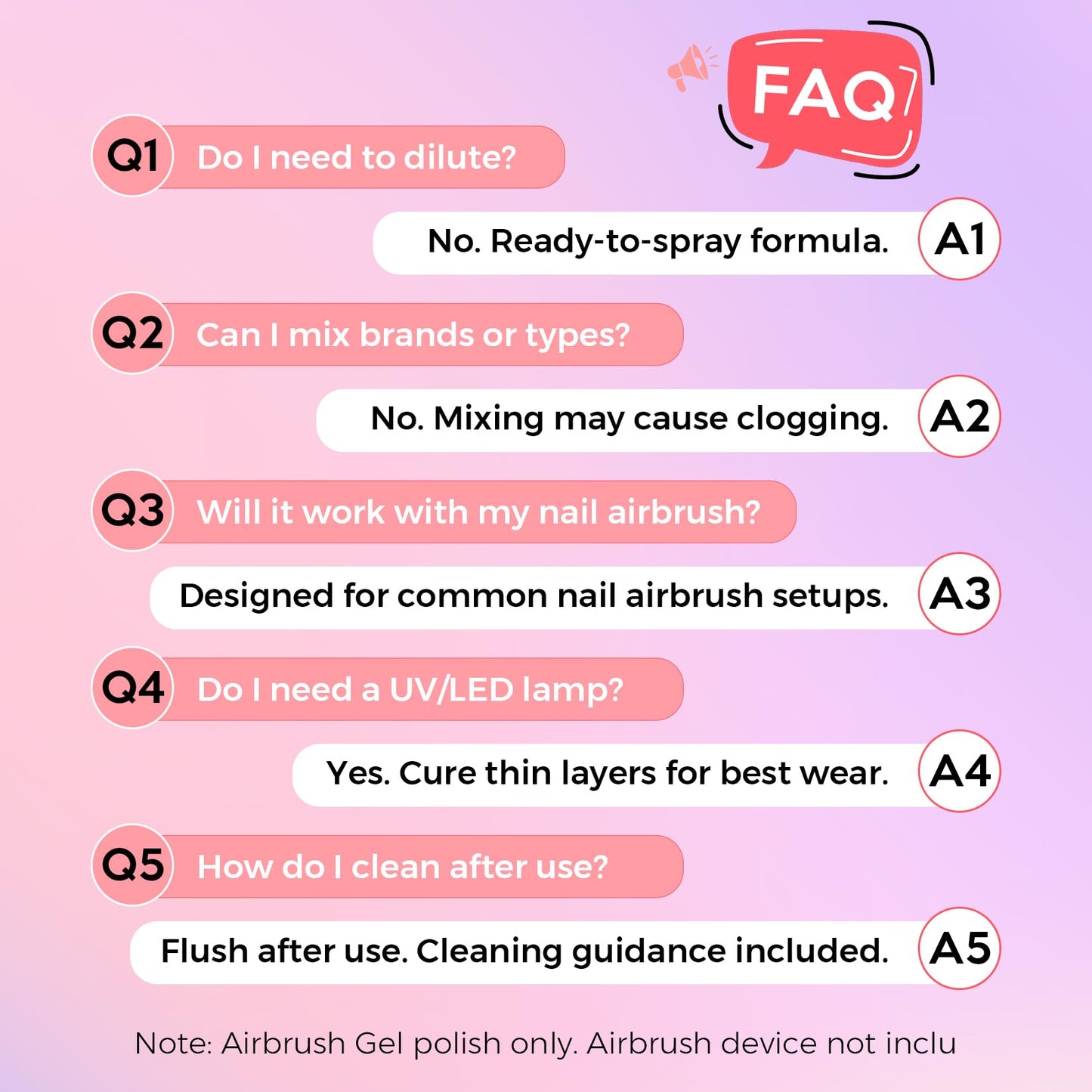 Glamonade Airbrush Gel Nail Polish: 15 Colors Kit No Clogging No Dilution Smooth Spray High Pigment for Ombre French Nail Art Airbrush Nail Paint Beginner Friendly