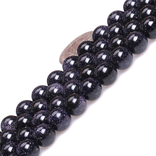 10mm Natural Blue Sandstone Beads Round Gemstone Loose Beads for Jewelry Making (36-38pcs/strand)