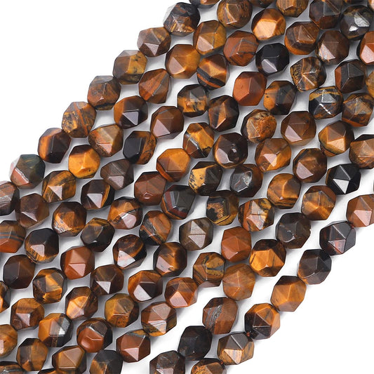 BEADIA Faceted Natural Yellow Tiger Eye Stone Round Beads 6mm 36cm/Strand for Jewelry Making