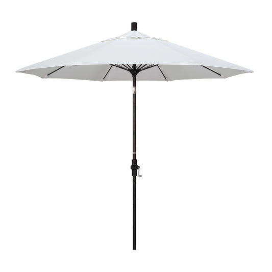 California Umbrella 9' Round Crank Lift, Collar Tilt, Aluminum Pole, Fiberglass Rib Patio Umbrella, Black Finish, Sunbrella Natural