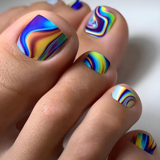 FIEONCIY Press on Toenails with Designs Acrylic Fake Nails for Toe Artificial False Nails with Charms Glue on Toe Nails for Spring Summer Stick on Toenails for Women Girls(JY158)