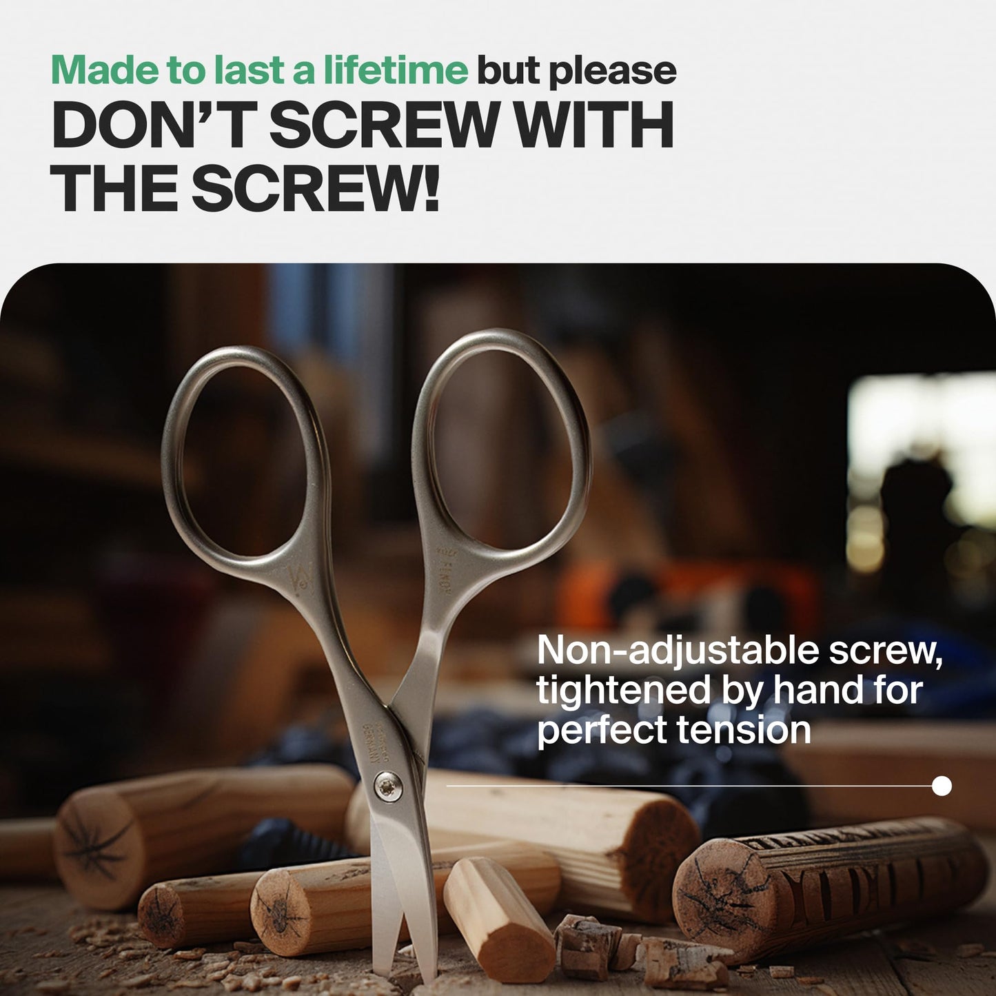 GERMANIKURE Tower Point Cuticle Scissors - Self-Sharpening FINOX22 Titanium Coated Stainless Steel Professional Grooming Scissors in Leather Case - Ethically Made in Solingen Germany - 2705