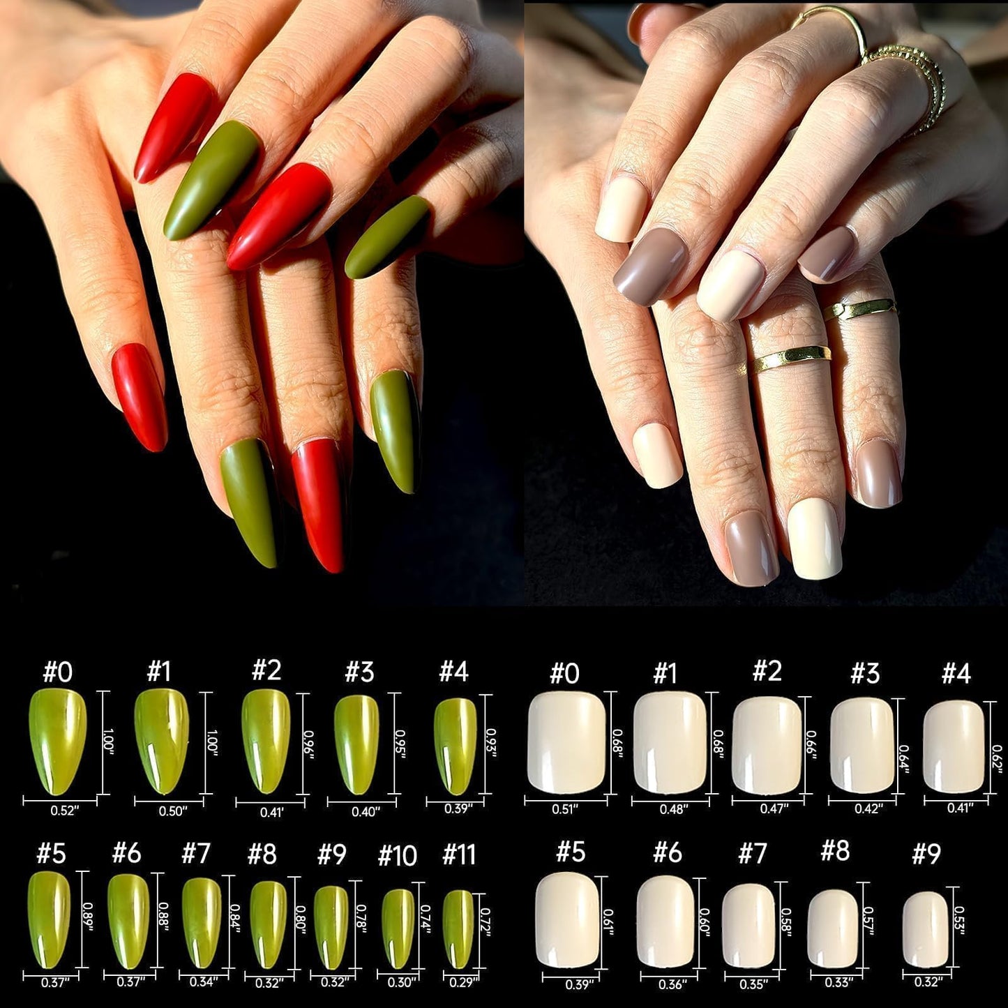 whisrvival Press On Nails 576Pcs with 12Pack Short Press On Nails Round and 12Pack Glossy Fake Nails Almond, Natural Fit, Both Lengths for Elegant And Daily nails For Women Girls