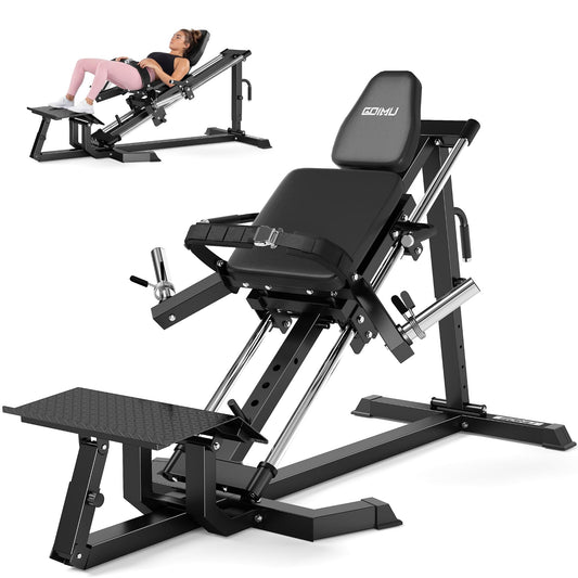 GOIMU LH01 Leg Press and Hip Thrust Machine Combo, 2 in 1 Leg Press Hack Squat Machine & Glute Bridge Machine for Home Gym, Leg Machine with Adjustable Degree, Lower Body Workout Equipment