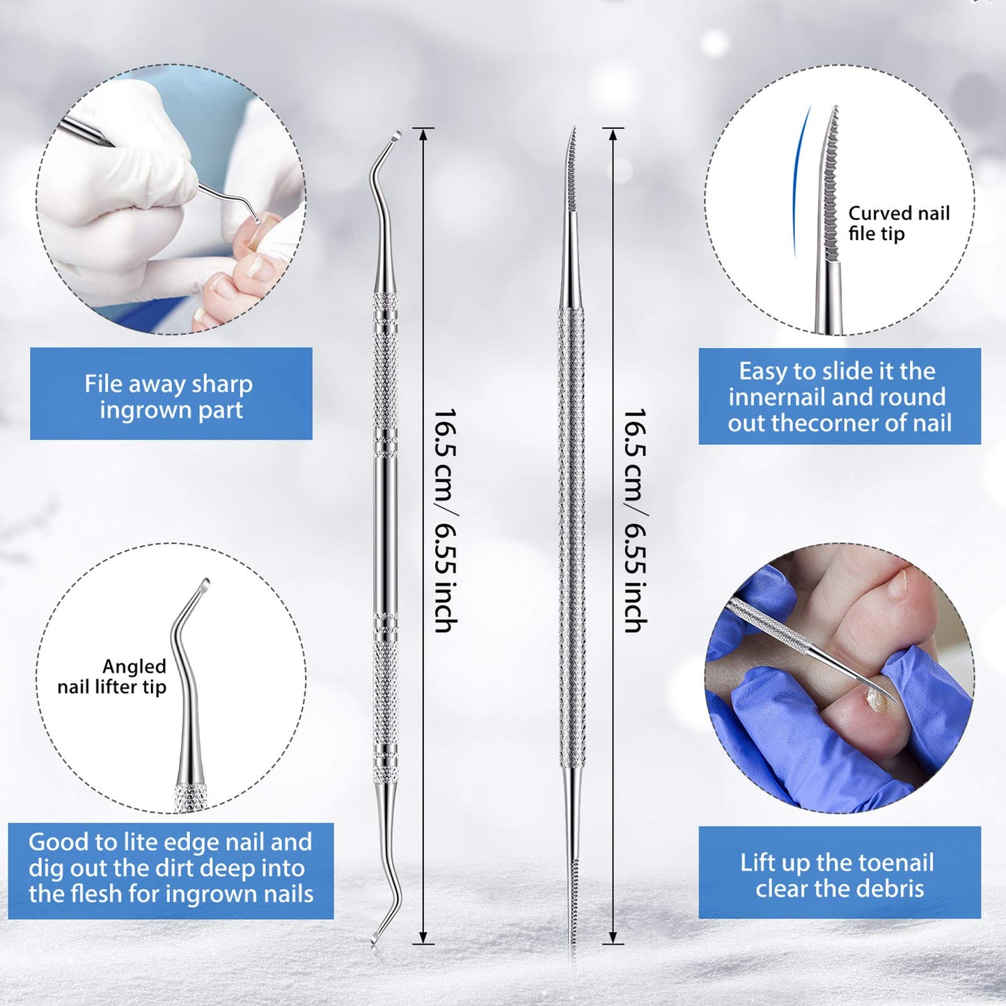 15 Pieces Ingrown Toenail Tools Stainless Steel Foot Nail Tools, Toenail File and Lifter, Nail Clipper, Cuticle Cutters, Cuticle Pusher and Manicure Pedicure Tools for Ingrown and Thick Nail (Red)