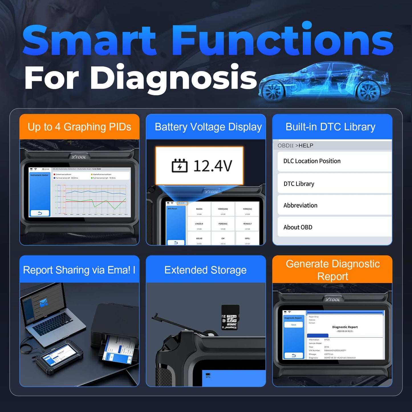 XTOOL D6 OBD2 Scanner Diagnostic Tool with Lifetime Free Updates: 2026 Full System Scan Tool with 15 Resets, Crank Sensor/Throttle Relearn, EPB, Oil Reset, ABS Bleed, FCA & CAN FD, Upgrade of D5S