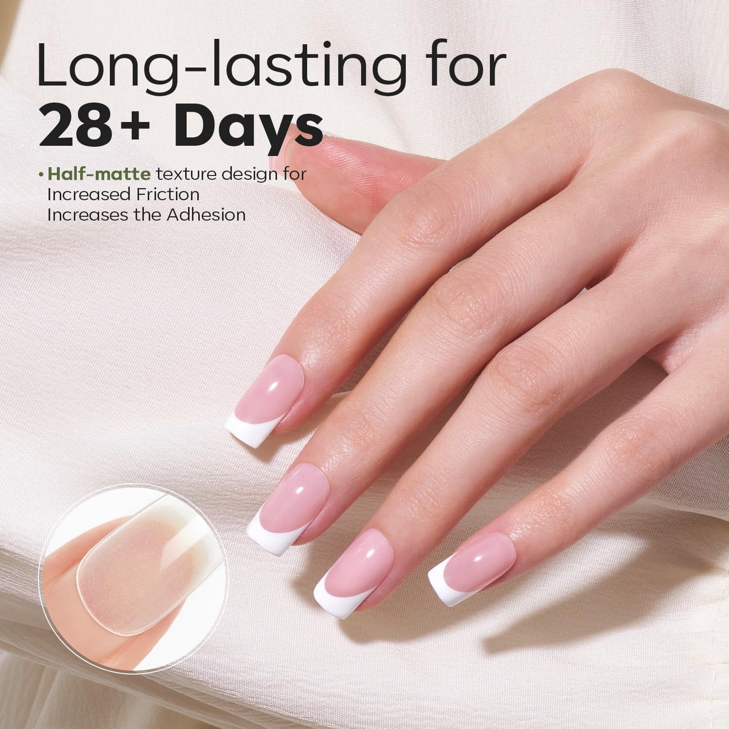 Modelones Short Square Nail Tips - 510Pcs Gel Fake Nail Tips Pre-shaped Half Matte Full Cover Clear Acrylic Gel Kit False Press on Nails for Extension DIY Salon 15Sizes