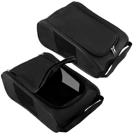 QWORK Golf Shoe Bag - 2 Pack Outdoor Zippered Shoe Carrier with Mesh Holes - Compatible with Various Shoe Sizes -Sport Shoes Bag Travel Shoe Bags