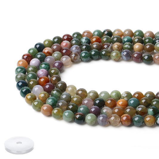 NUKAYAI Natural Indian Agate Beads 100Pcs 8mm Crystal Beads Loose Colorful Round Stone Bead for Bracelet Necklace Earrings Making