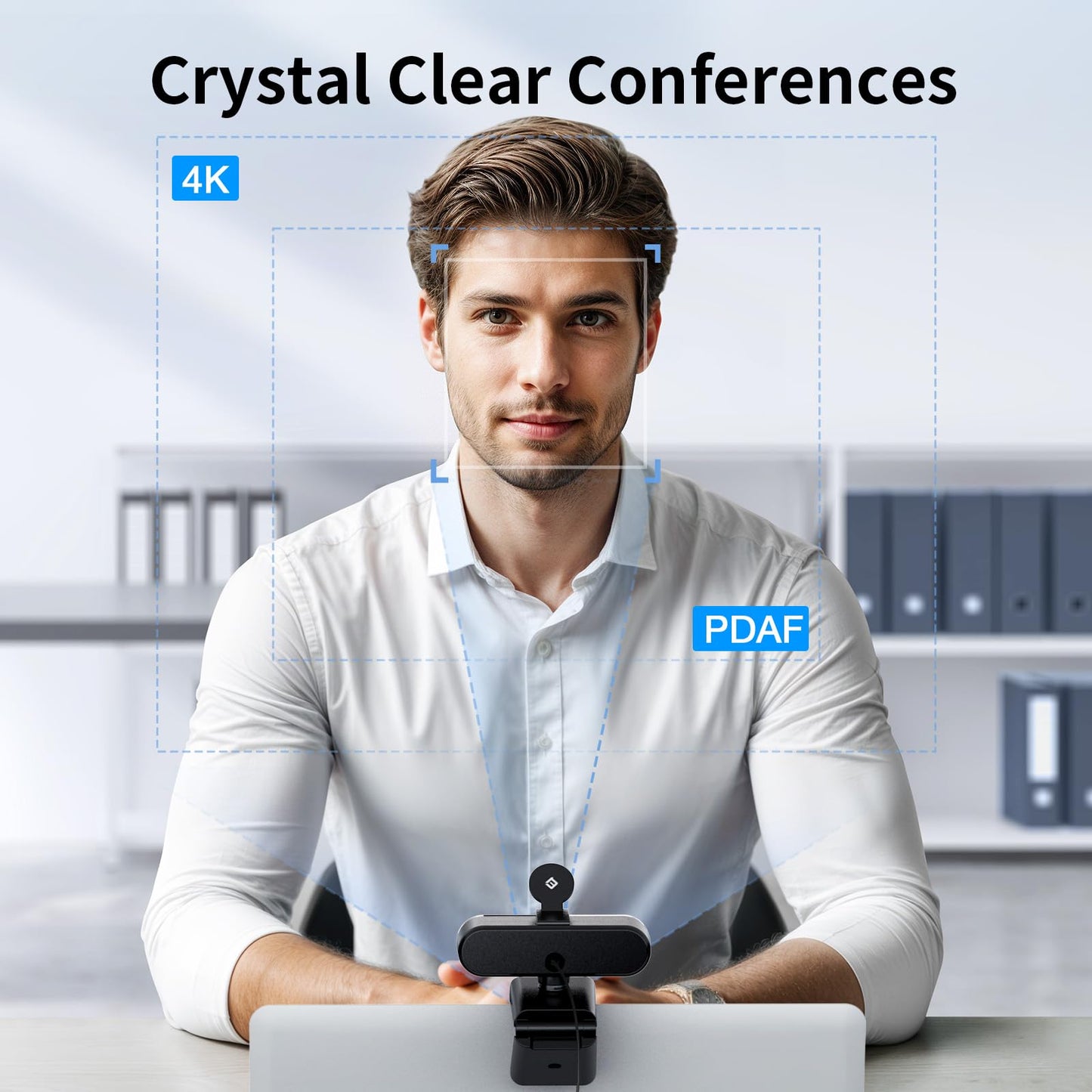 EMEET NOVA 4K Webcam for PC - Ultra 4K HD, PDAF Autofocus, Dual Omnidirectional Mics, 73° FOV, Auto Light Correction, USB-A, Privacy Cover, Ideal for High-End Business Meetings&Live Streaming