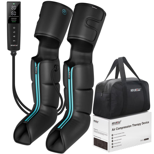 CINCOM Cordless Air Compression Massager - Rechargeable Leg & Foot Boots with 3 Modes, 10 Intensity Levels, 5 Timer Settings for Circulation, Pain Relief, Edema, RLS & Recovery