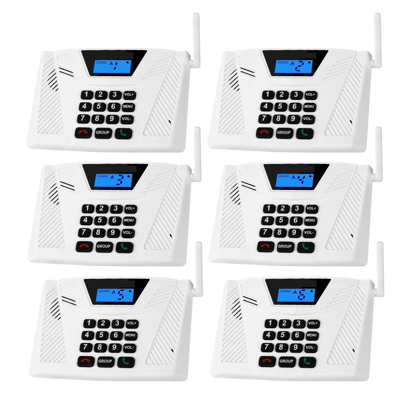 SANZUCO Intercoms Wireless for Home Hands Free, 2024 Upgraded Intercom 5300ft with Automatic Answer, 9 Channel Full Duplex Home Intercom System Fit for Hospital Business House(6 Packs White) ﻿