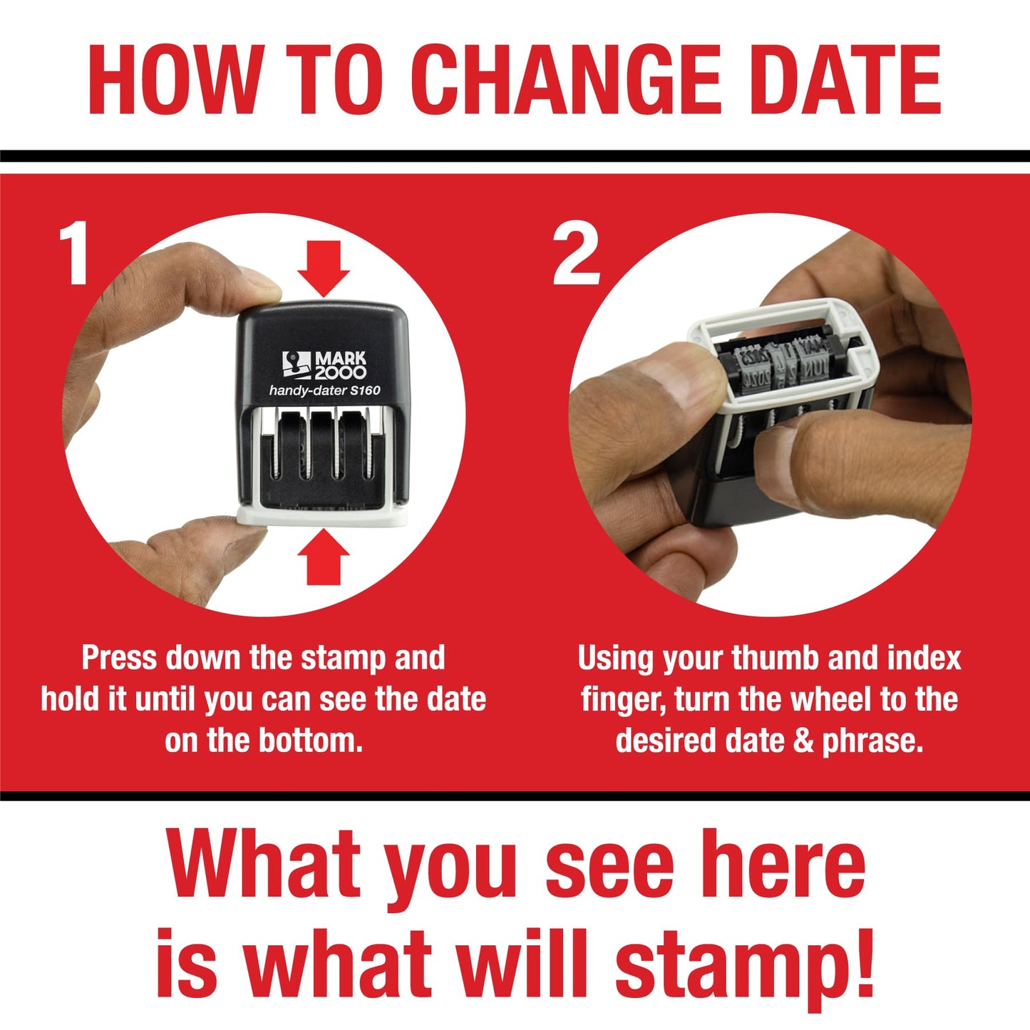 Mark 2000 Self-Inking Rubber Date Office Stamp with Received Phrase Blue Ink & Date RED Ink (Handy-Dater S160), 12-Year Band