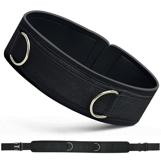 SYIGICE Waist Resistance Belt Neoprene Padded Belt with Rings Gym Pulley Strap for Cable Machines Fitness Exercise Resistance Training