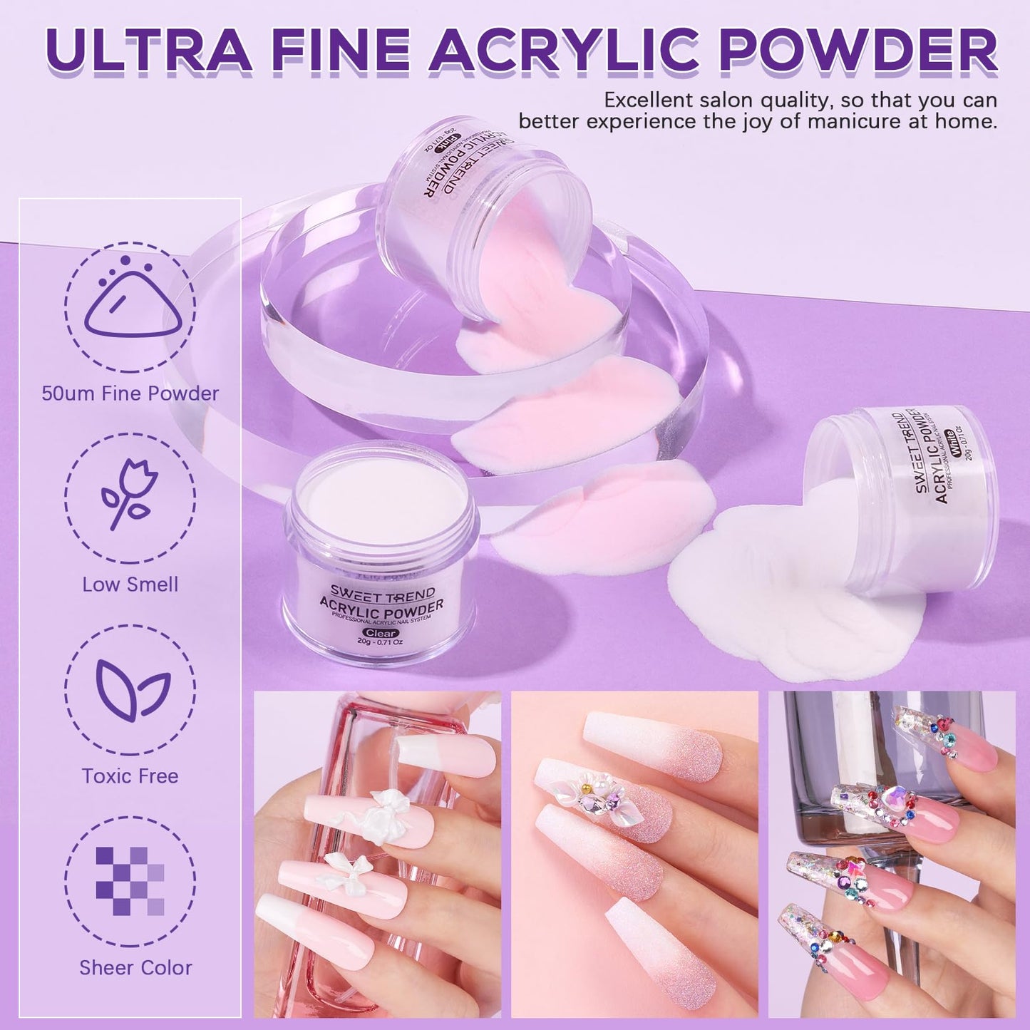 Beginners Nail Kit Acrylic Set: Professional Ultra-fine Acrylic Powder Kit with Everything - Starter Set with 600 Nail Tips Glitter Powder Nail Glue & Remover - Nail Art Supplies for DIY Home Salon