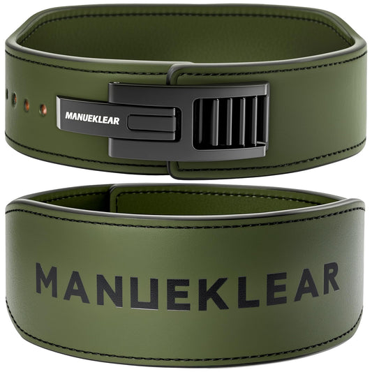 MANUEKLEAR Tapered Lever Weight Lifting Belt, 10MM Quick Locking Lever Belt Weightlifting Men, Lifting Belt Lever for Powerlifting & Deadlifts (Olive Green, XL (39-45inches))