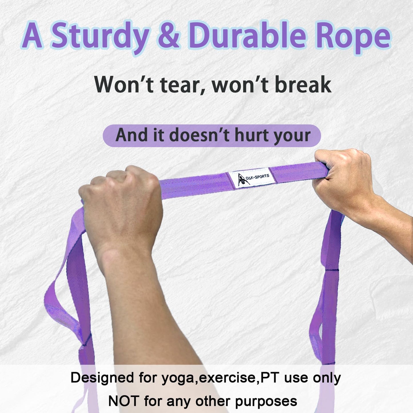 Stretching Strap Yoga Strap with Loops, Stretch Straps for Physical Therapy, Non-Elastic Exercise Strap for Pilates, Dance and Gymnastics with Workout Guide (Purple+Black)