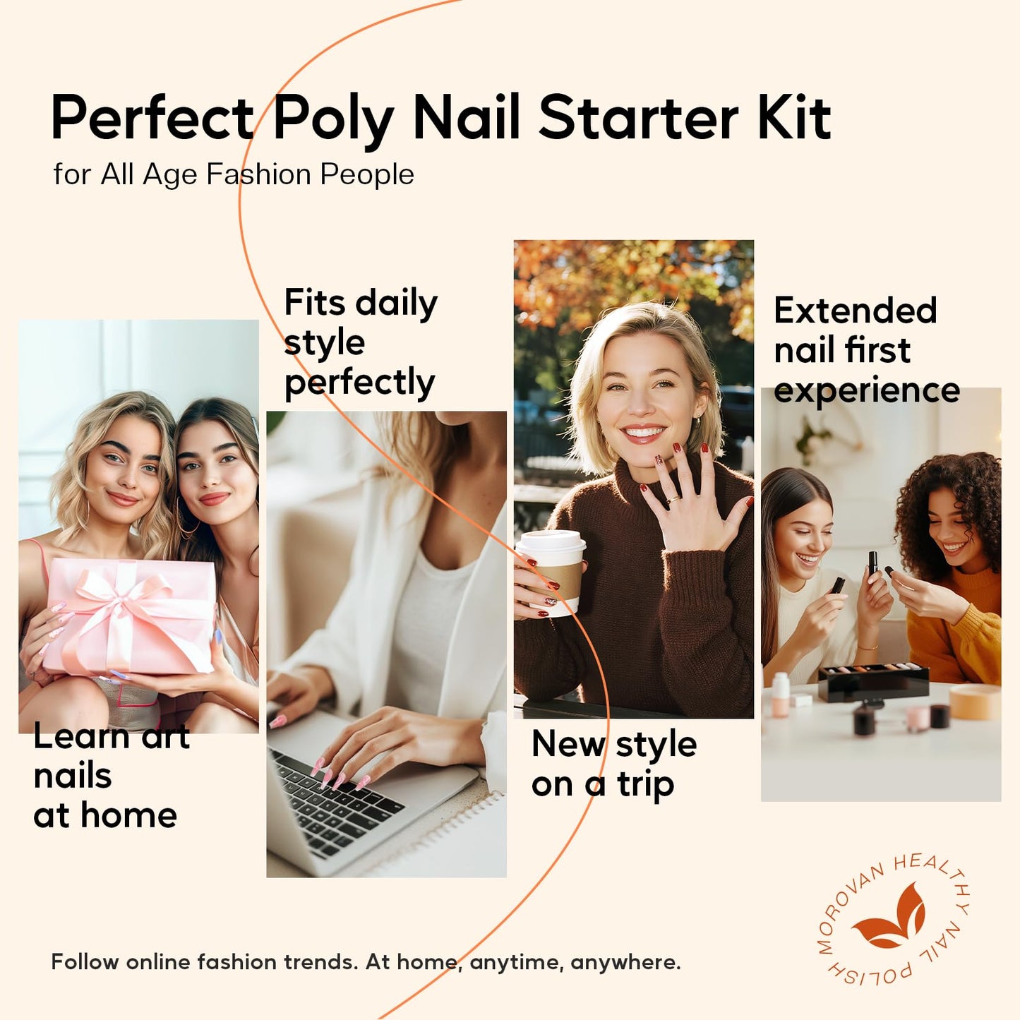 Morovan Poly Nail Gel Kit: 32 Colors Classics Tones Complete Extension Gel Nail Kit with UV Lamp Slip Solution Builder Manicure Tools for Starter DIY Salon Use 2025 Fall