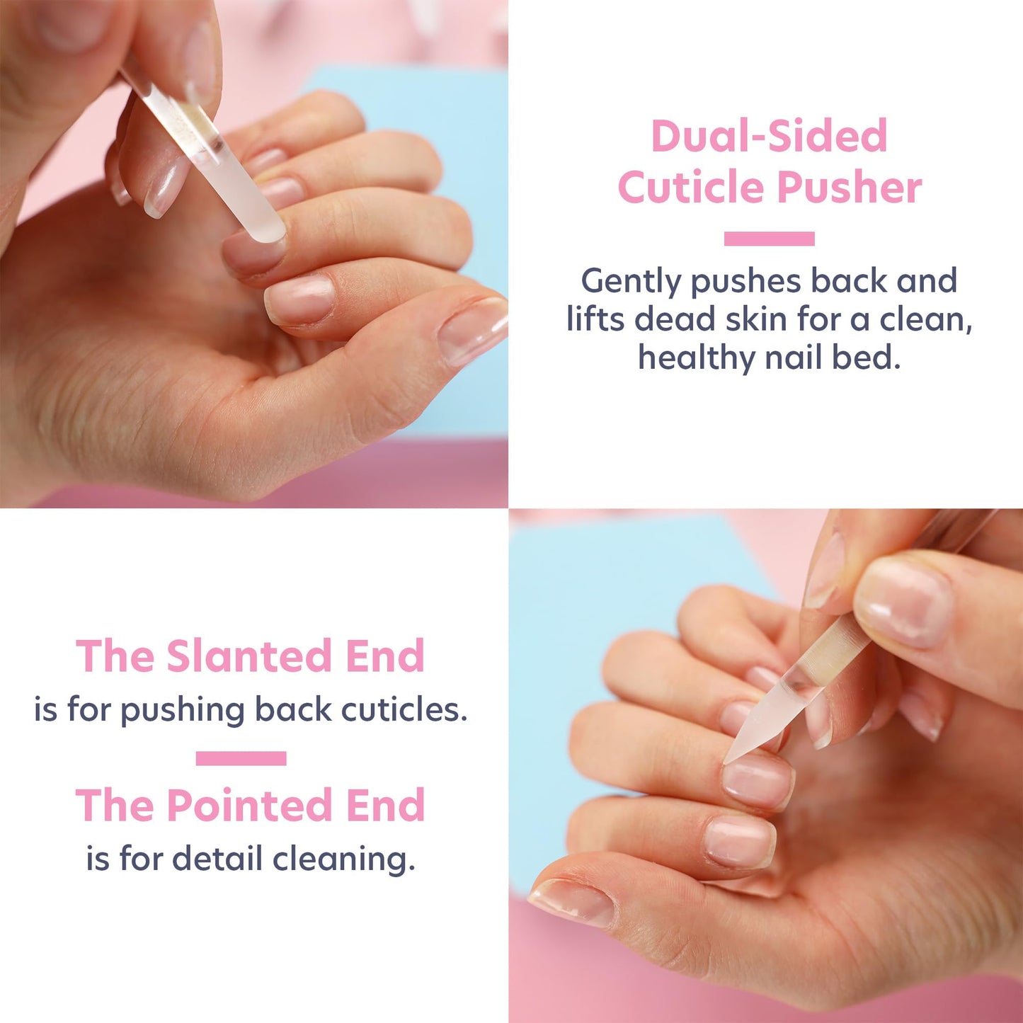 Bona Fide Beauty Nail Kit: Handmade from Czech Glass, Perfect Gift for Teenage Girl, 4PC Gift Set in Clear Color - Foot File, Travel Nail File, Glass File, 1 Cuticle Pusher
