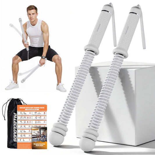 Portable Ropeless Battle Ropes, Adjustable Weights Cordless Battle Ropes for Home Gym with Storage Bag, Weighted Exercise Equipment for Low-Impact Workout, Strength & HIIT, for Men & Women (Gray)