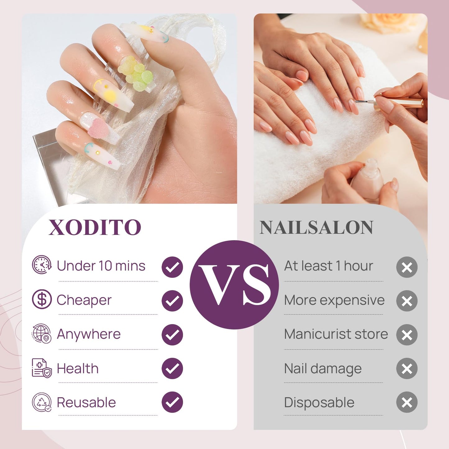 XODITO Fake Nails Set Y2K Long Square Matte 3D Candy Bear Love Decoration False Nail Tips, Press On Nails, Artificial Art Nails Finger Manicure for Women and Girls(CDJ0021-M)