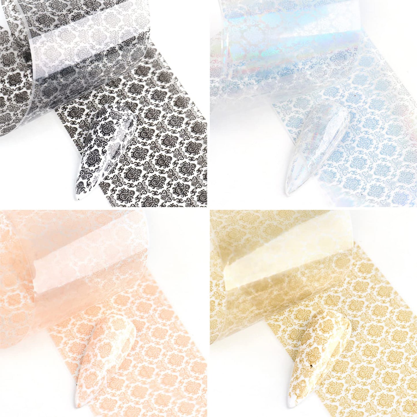 Holographic Nail Foil Stickers - Retro Flowers, Sky Starry Paper Transfer Foils, Lace Floral Nails Supplies for Women & Men Manicure