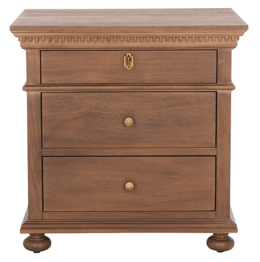 SAFAVIEH Couture Home Collection Allisyn Brown 3-Drawer Wood Nightstand Table (Fully Assembled)
