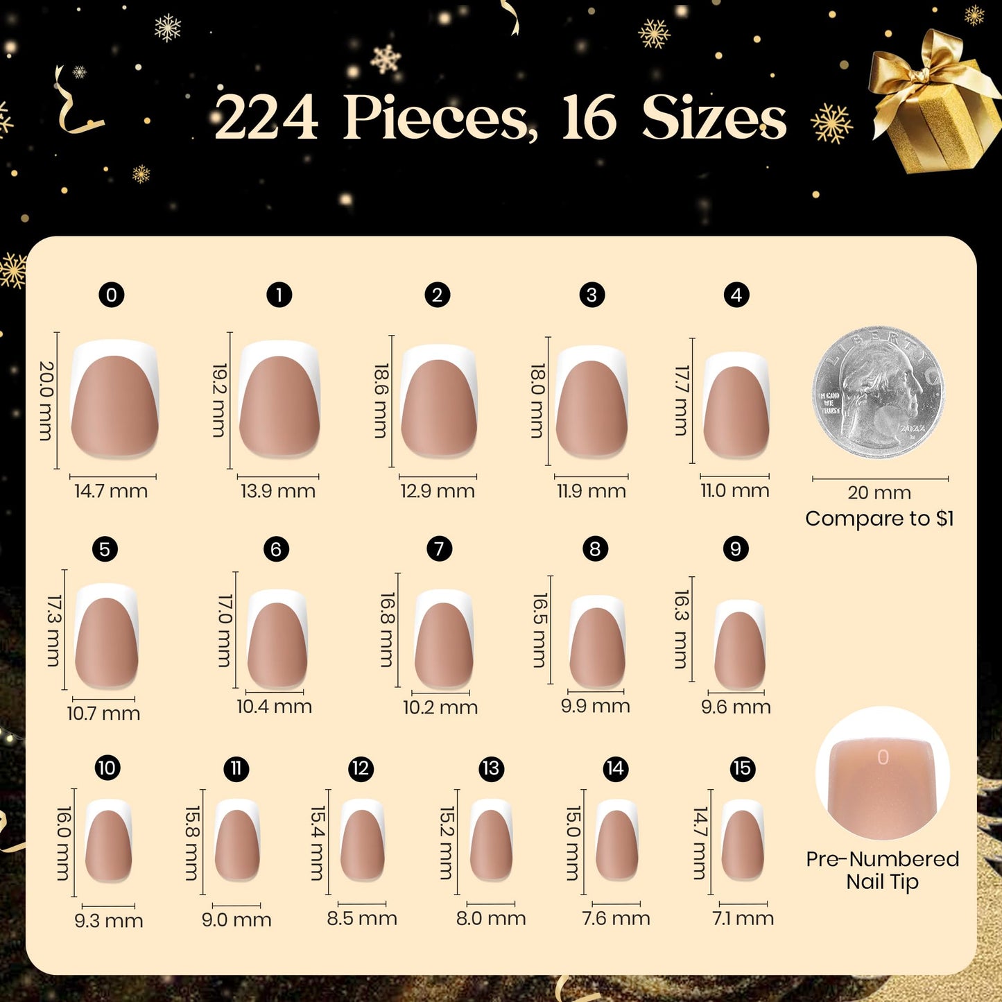 Beetles Soft Gel French Tips Press On Nails: 224 Pcs Brown French Tip Nails Short Squoval Fake Nail Tips, Nail False Nails,DIY Nail Art Salon Quality Manicure Gift For Women