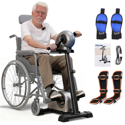 Phyciser Motorized Exercise Bike for Physical Therapy with Leg Support & Stroke Hand Brace - Arm Leg Pedal Exerciser|Rehabilitation Equipment |Assists Legs, Knees, Feet and Arms|Seniors & Disabled