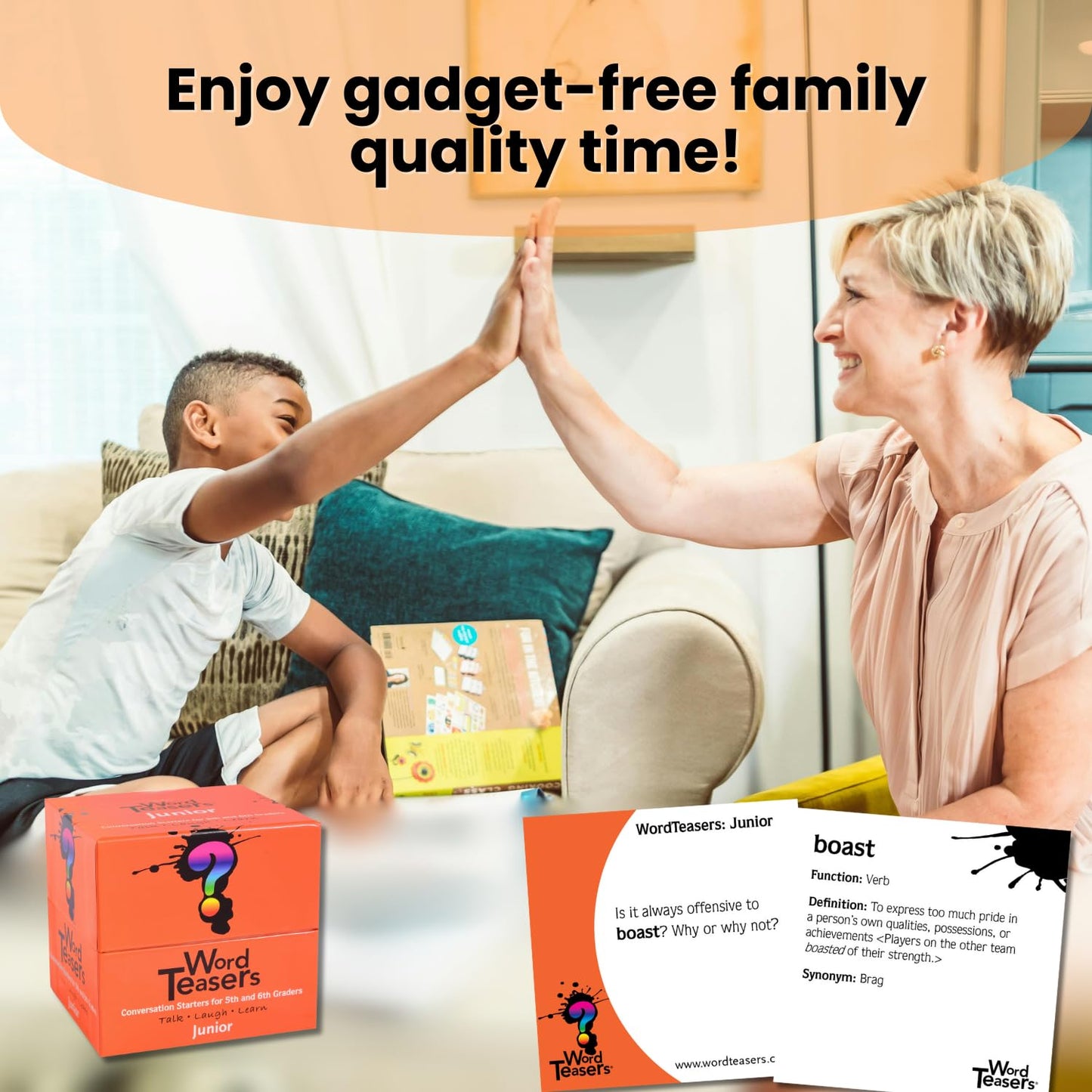 ? WORD TEASERS Junior - Vocabulary Word Game for Kids 8+ - Fun Family Conversation Starters - Reading Games for Elementary & Middle School - 150 Vocabulary Flash Cards/Conversation Cards