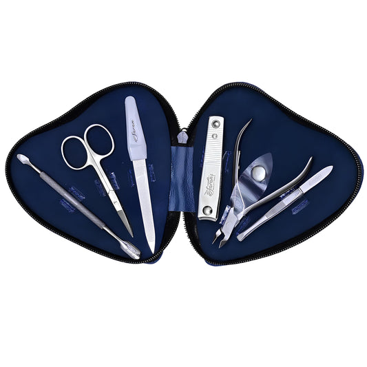 Professional 6-Piece Manicure Instruments Kit – Made with German Quality heavy-duty stainless steel, and rust-free. Grooming gift set for Men & Women