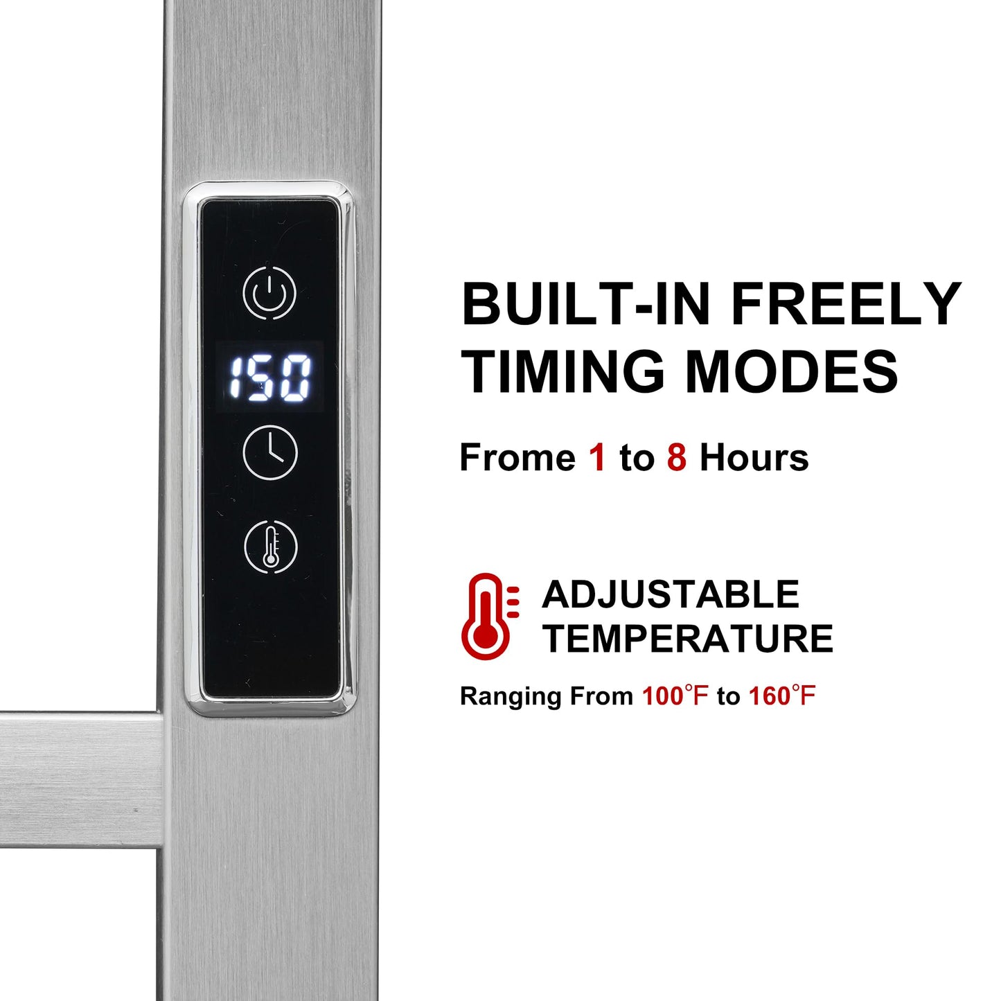 BLARALA Heated Towel Racks for Bathroom, Wall Mounted Electric Towel Warmer Racks with Timer & Temperature Control, Stainless Steel Towel Heater for Bathroom (Square-Brushed 6 Bars)