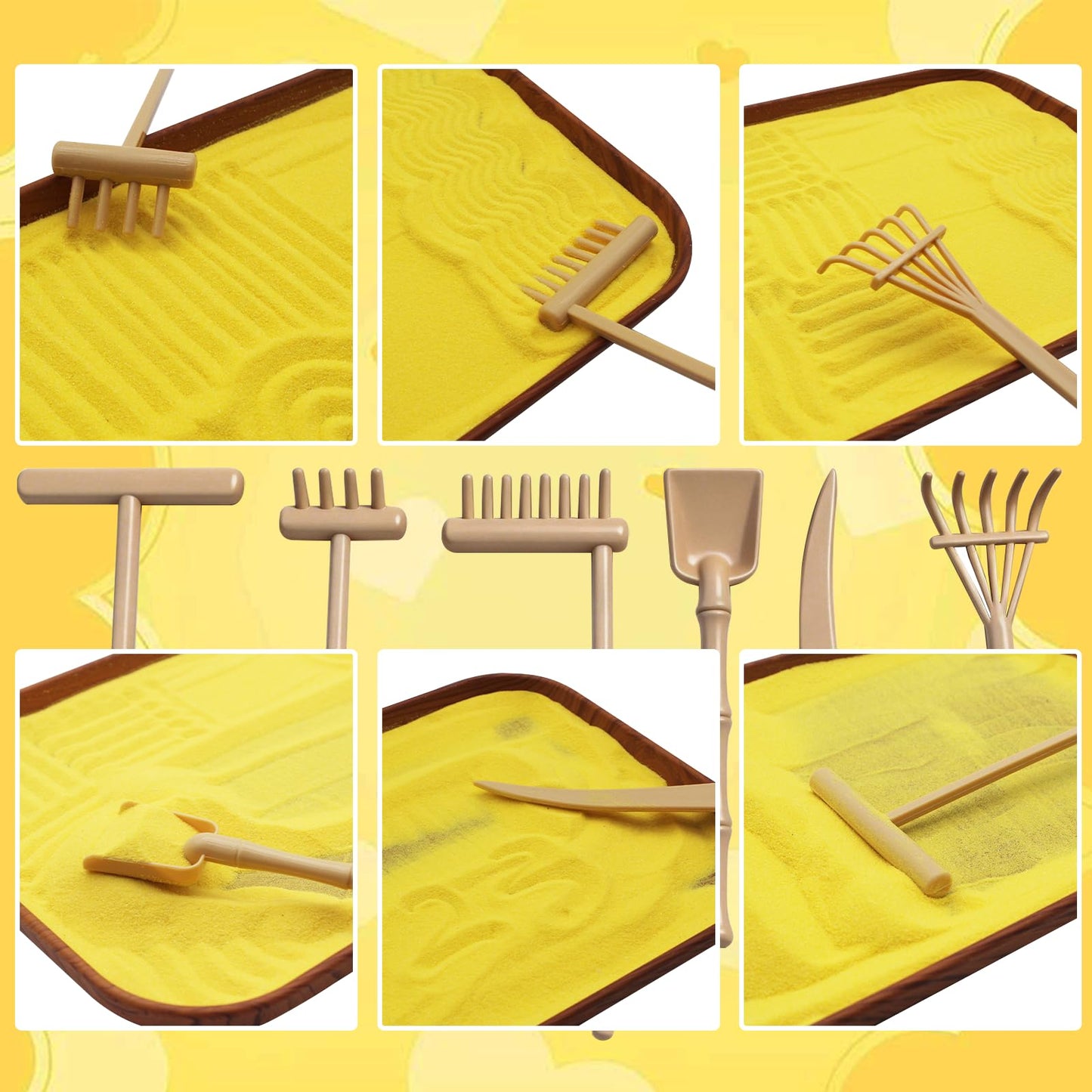 48pcs Zen Sand Garden for Desk,Mini Zen Garden,Vegetable Gardening Themed Sand Tray Therapy Kit with Tray & Rake,Office Stress Relief Toy