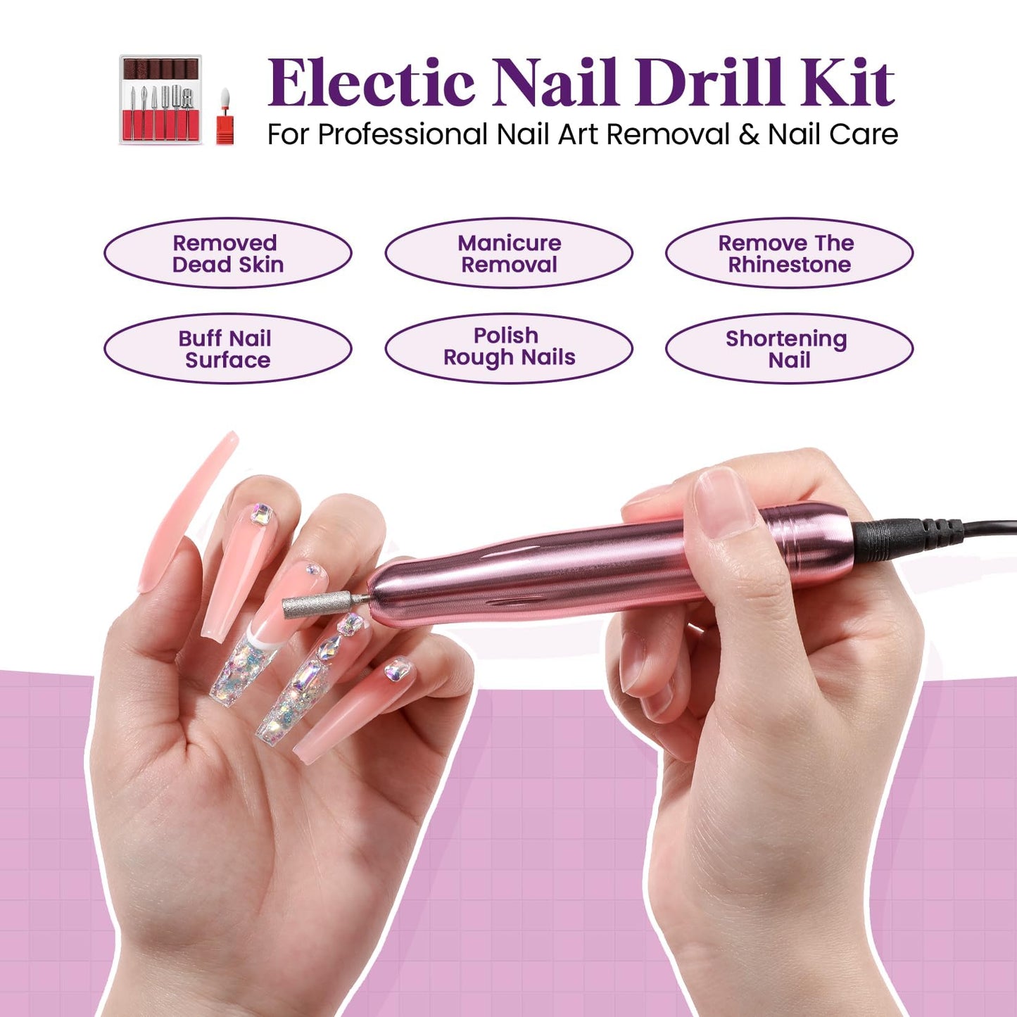 VANSISOS Acrylic Nail Kit with Drill: Complete Set with Everything for Beginners and Women at Home Salon - Including Clear White Pink Acrylic Powder and Liquid and Brushes for Extensions
