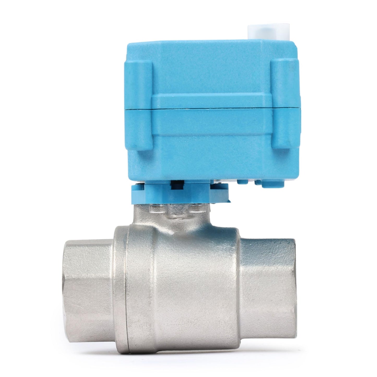U.S. Solid Motorized Ball Valve 3/4 in IP67 Stainless Steel 110-230V Full Port NPT 2-Wire Auto Return Normally Open with Waterproof Cover