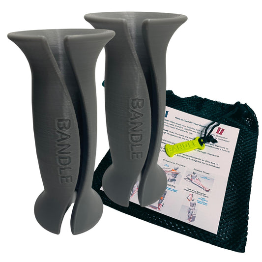 Bandles™ - True Ergonomic Resistance Band Handles | Unleash the Full Potential of Pain-Free, Full-Body Workouts | Durable & Comfortable for High-Intensity Training (2 Handles) (Steel Gray, Standard)