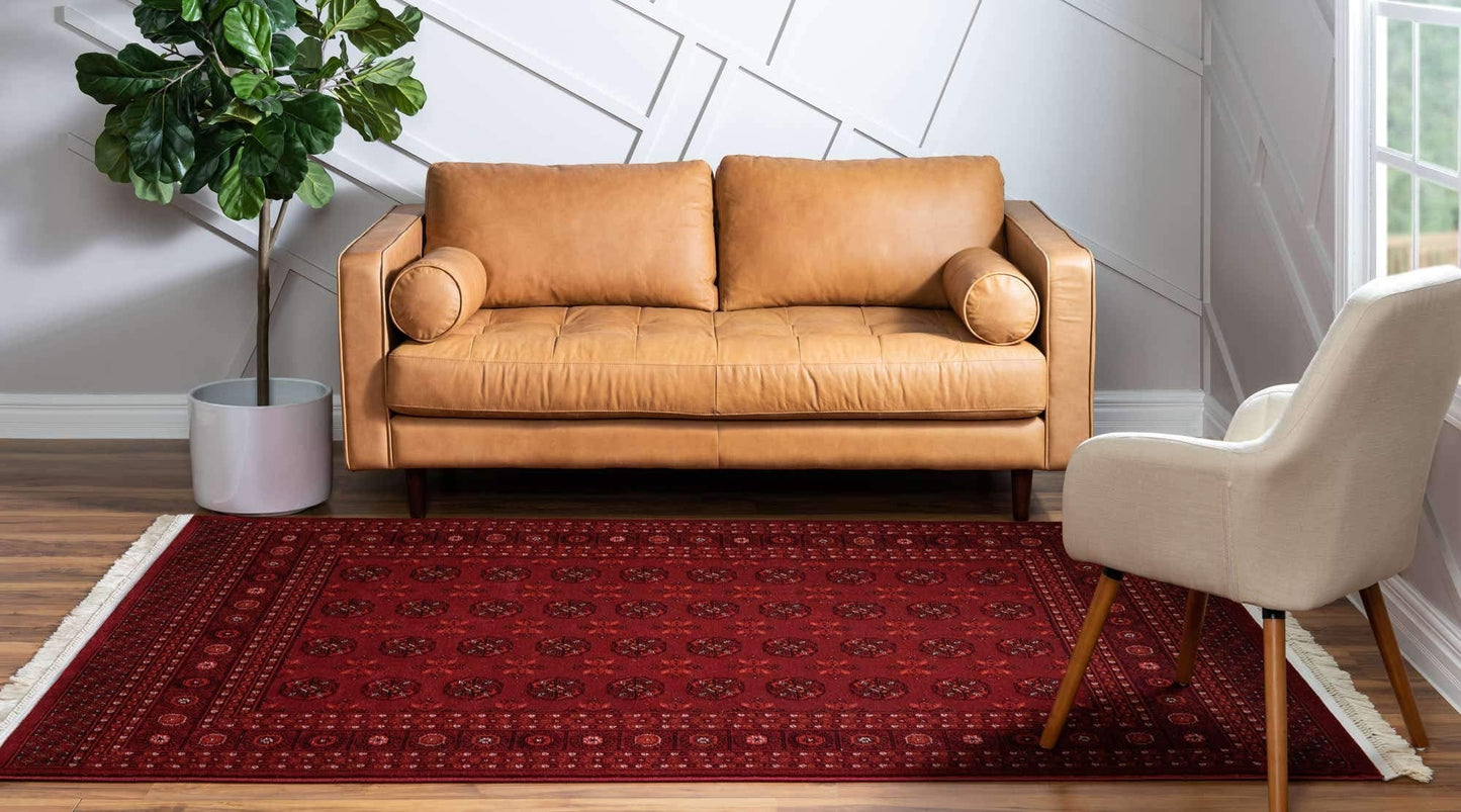 Unique Loom Tekke Collection Over-Dyed Saturated Traditional Torkaman Area Rug, 9 ft x 12 ft, Red/Burgundy