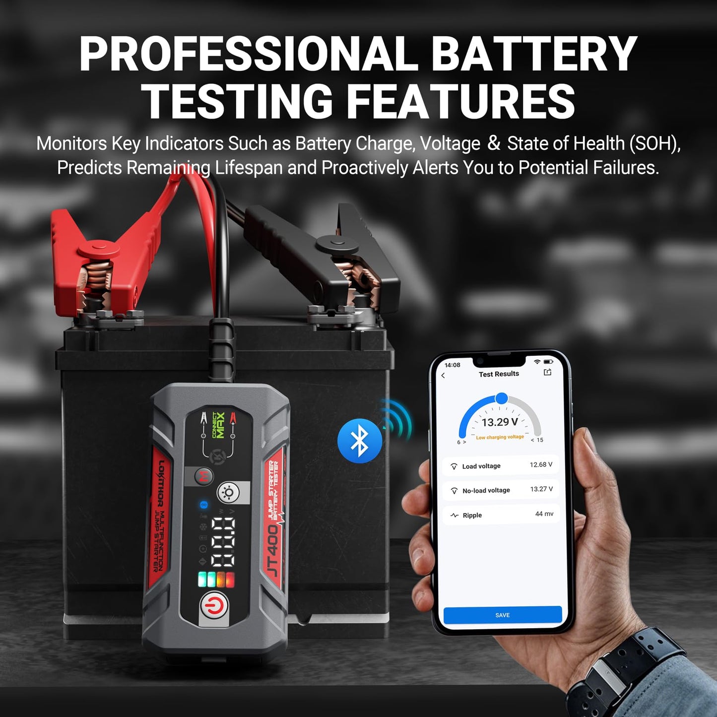 LOKITHOR JT400 2500A Jump Starter with 12V Battery Tester and J1350 PRO LiFePO4 1350 Amp Jump Starter