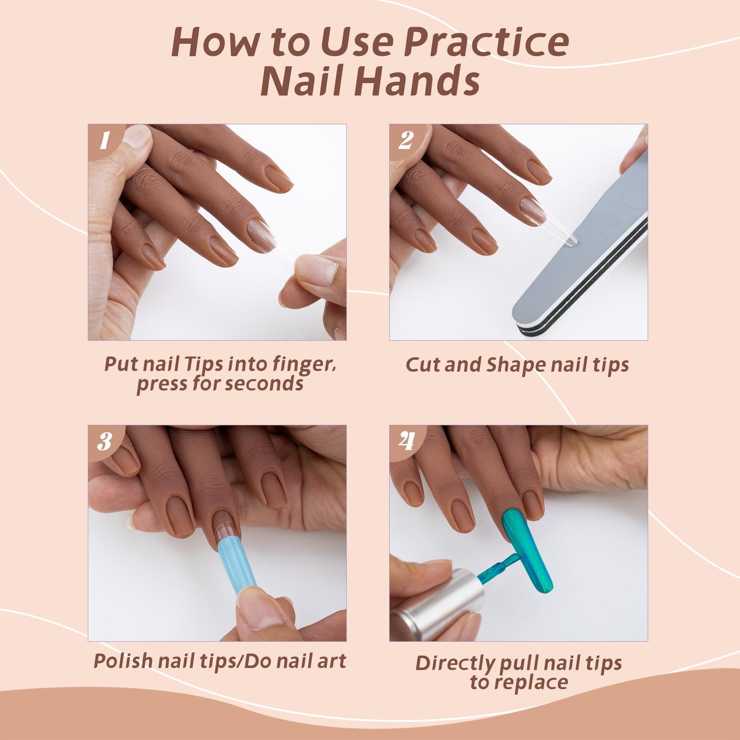 Veikmv Practice Hand for Acrylic Nails,Professional Mannequin Training Hand with Flexible Fingers for Acrylic Nails,Gel Polish & Nail Art,Complete Practice Kit for Manicure Beginners