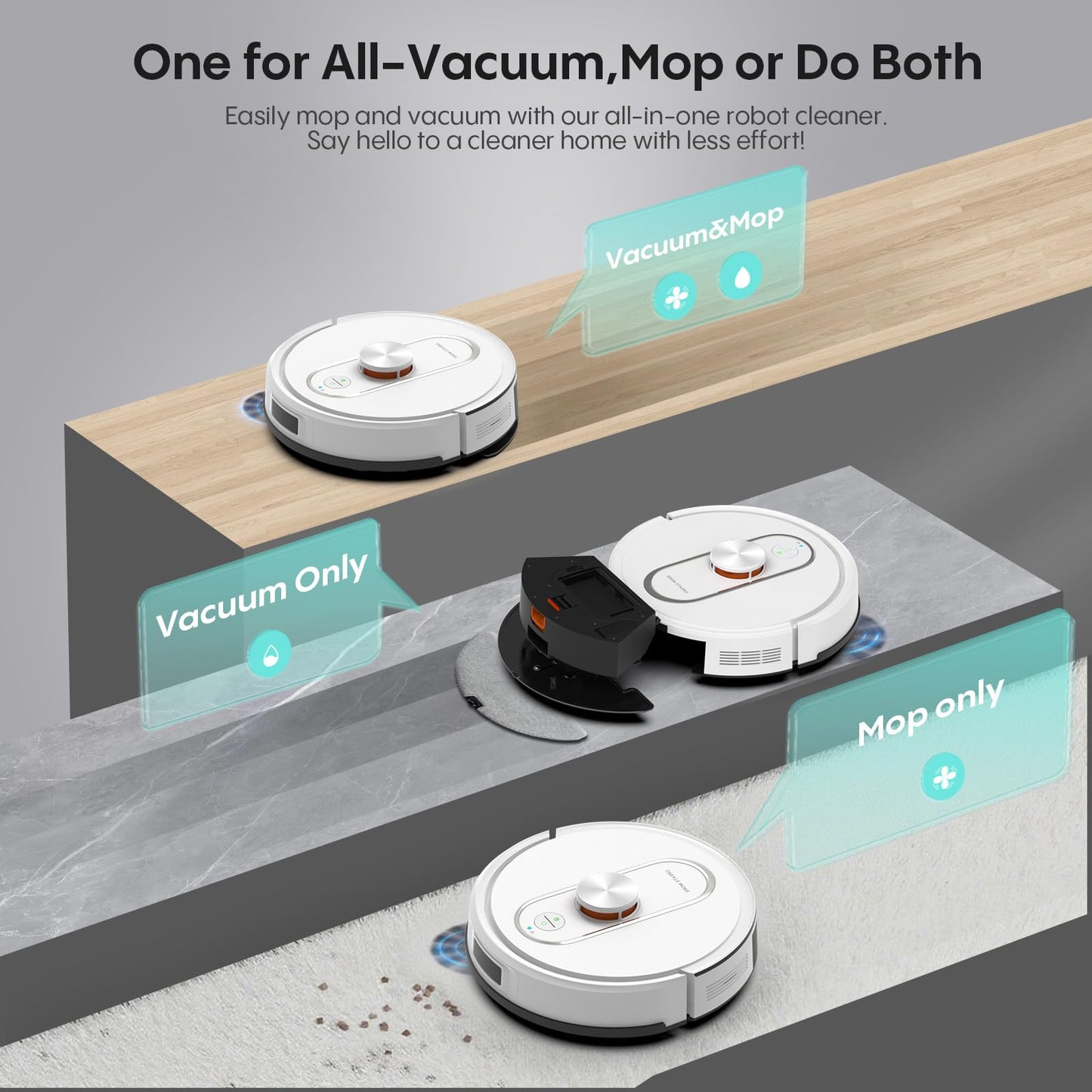 Robot Vacuum and Mop, Robotic Vacuum with Mapping, Self-Emptying Station for 90 Days Hands-Free Cleaning, LiDAR Navigation, No-Go Zones, Wi-Fi/App/Alexa Voice Control, for Carpets and Hard Floors