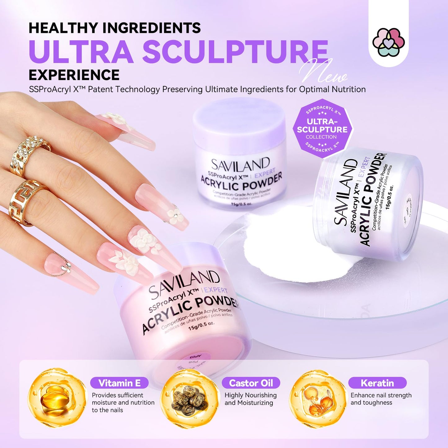 SAVILAND Professional Acrylic Nail Kit with Drill: Nail Kit Acrylic Set with 4OZ High Volumn EMA Monomer Nail Table Mat Essential Oil Nail Brush Nail Drill Kit Nail Extension Carving Women DIY Salon