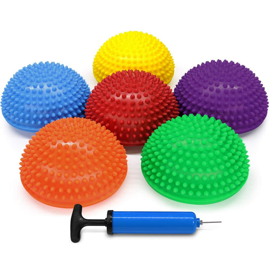 Yes4All Hedgehog Balance Pods for Exercise, Core Body Balancing, for Youth & Adults with Hand Pump, Set of 5, PVC Material, Multi-Color