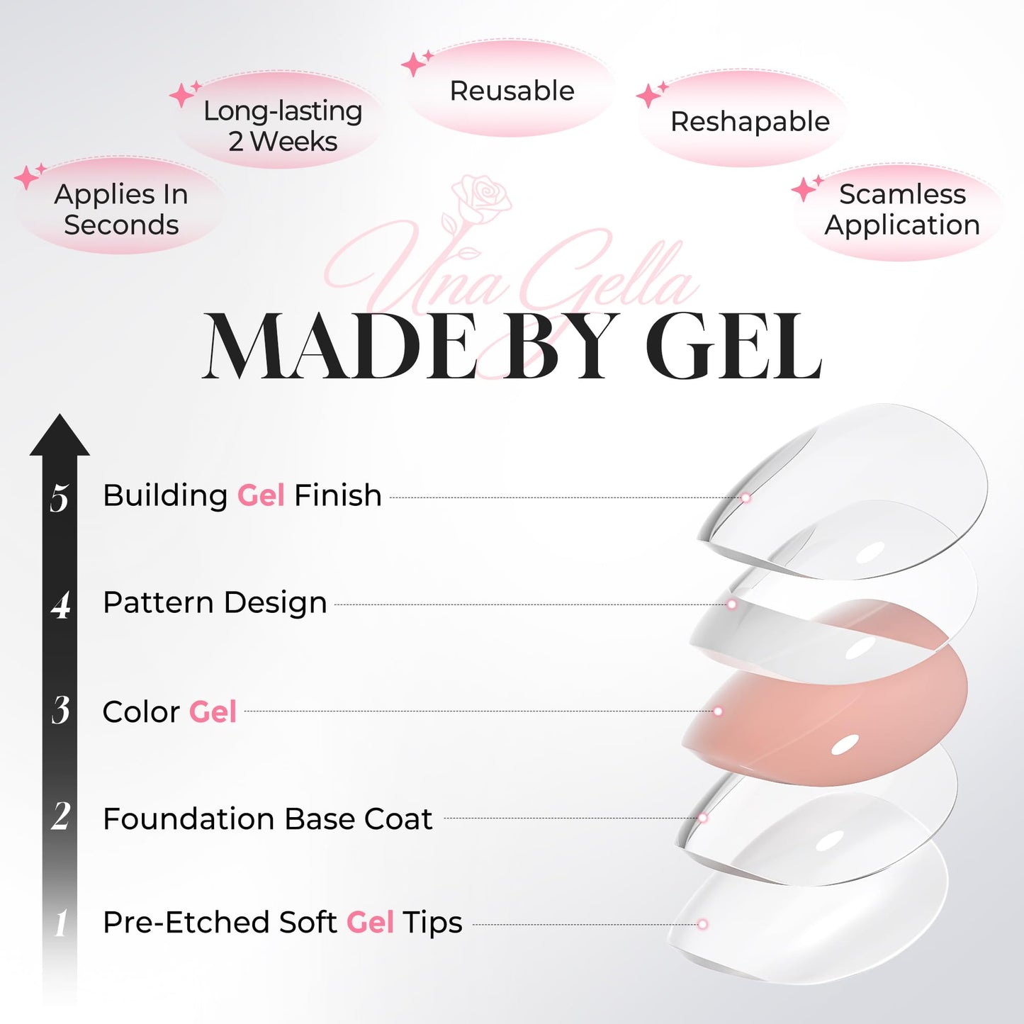 UNA GELLA Hot Pink Press on Nails Almond, Cat Eye Soft Gel Fake Nails for Women, 32 Pcs 16 Sizes Reusable Glue on Nails Kit, False Nails with Nail Glue and Adhesive Tabs