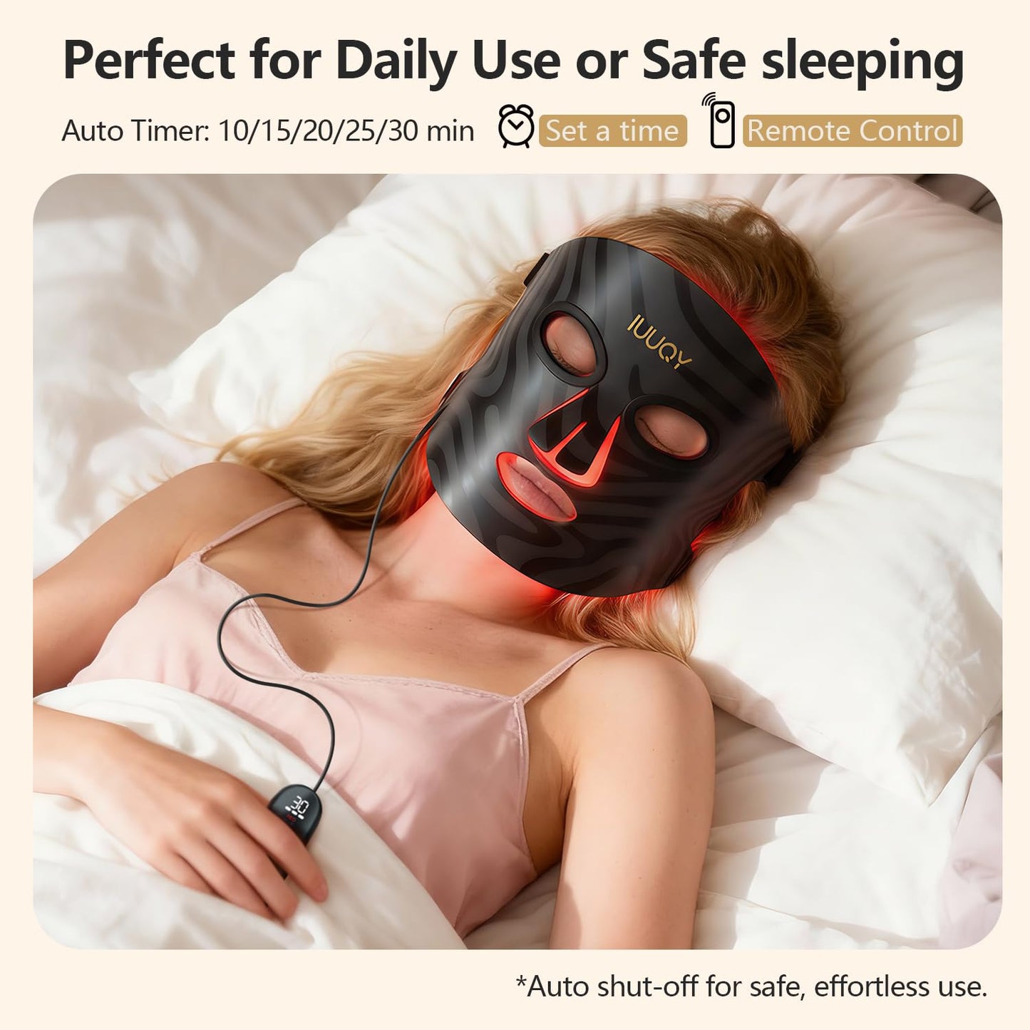 IUUQY 4-Color Red Light Therapy for Face, 400 LED Red Light Therapy Mas with Timing Function, Portable Led Face Mask Light Therapy for Home & Travel