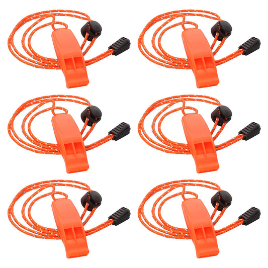 Hftjtsa 6PCS Safety Survival Whistles with Adjustable Reflective Lanyard Super Loud Emergency Safety Survival Whistle for Climbing Hiking Swimming Camping