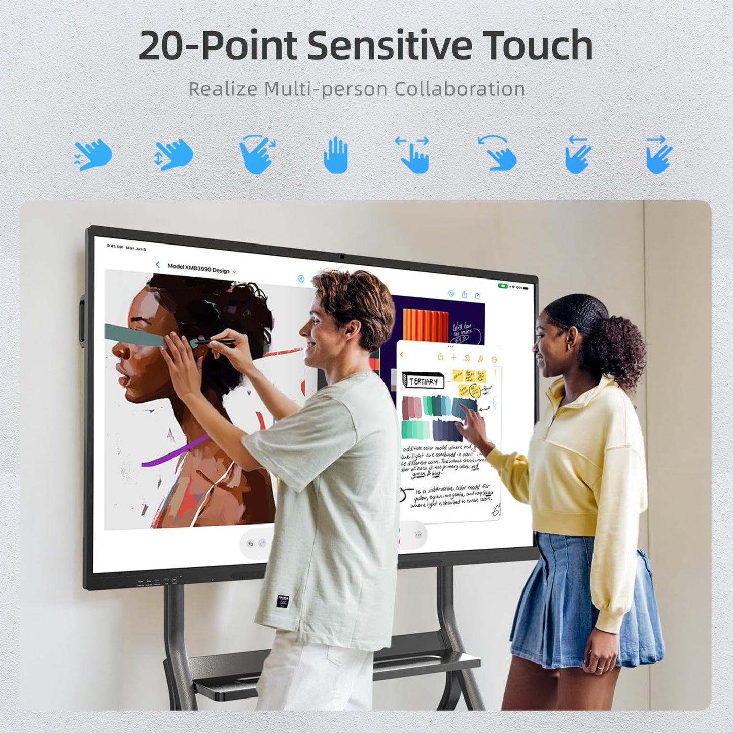 QIXZOCV 65" Smart Board for Classroom Office Home, All-in-One 4K Interactive Whiteboard, Digital Electronic Smartboard with 20 Point Touchscreen, Android 14, 8+128G (Wall Mount Included)