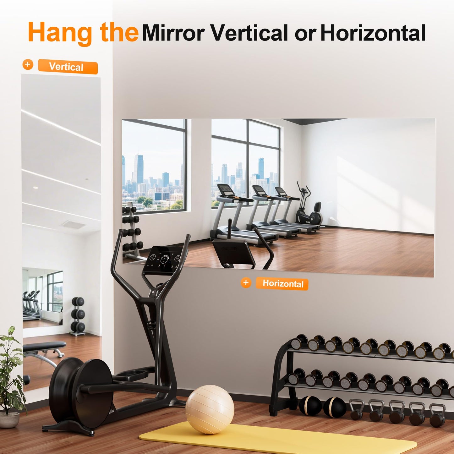 Hasipu Home Gym Workout Mirror 94" L x 39" W-1pcs Large Full Length Mounted Full Body Frameless Mirror for Workout, Yoga, Garage, Bedroom, Dance
