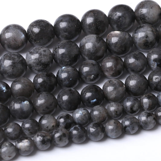 10MM Black Larvikite Round Loose Beads Natural Gem Beads Crystal Energy Stone Beads for Jewelry Making DIY Bracelet Necklace